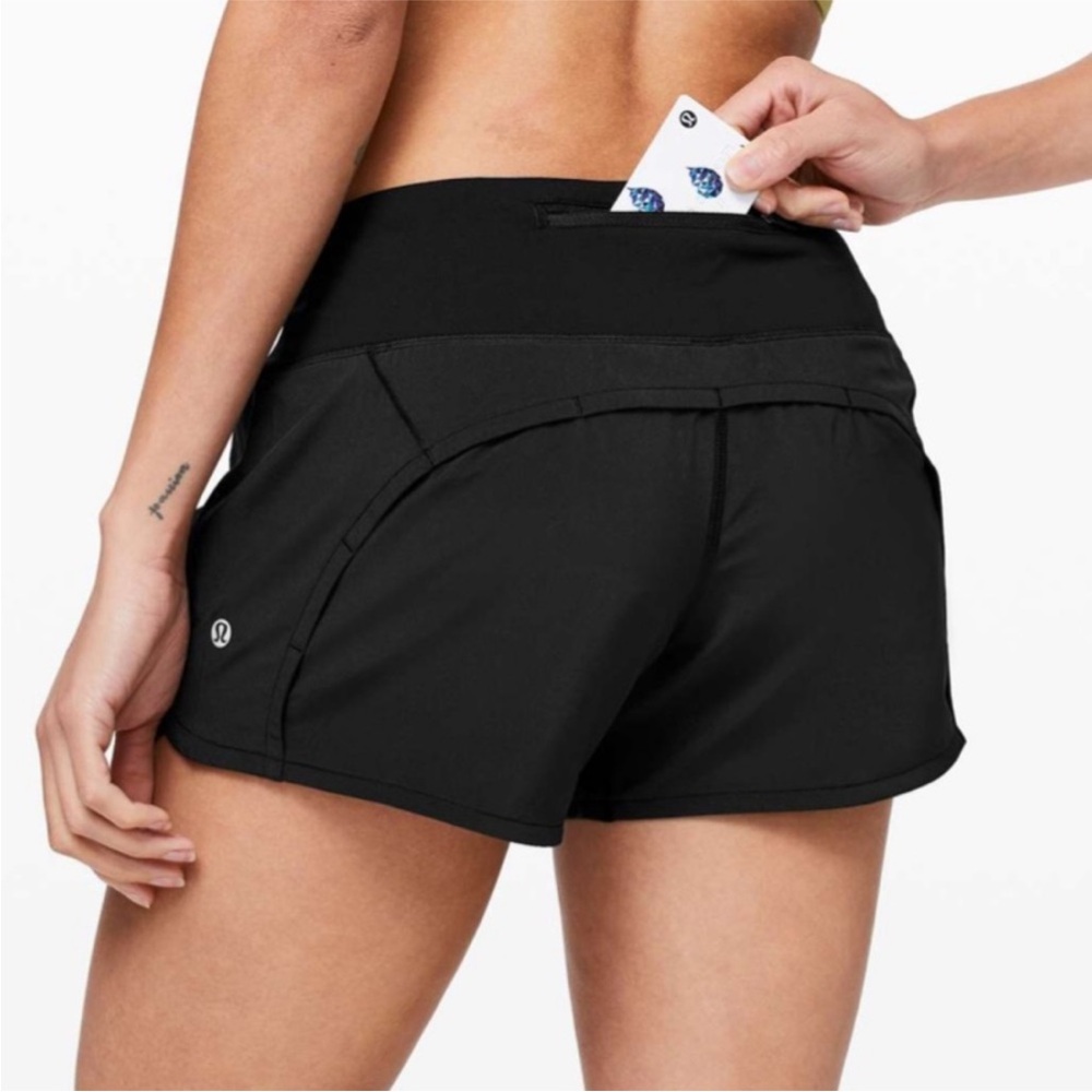 Lululemon Run Times Short 4 Way Stretch 4" Black Size 8 NWT